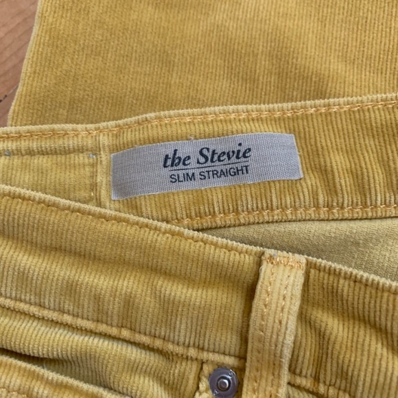 EUC Ag Adriano Goldschmied Yellow Corduroy Stevie Slim Straight 26 - Picture 4 of 11